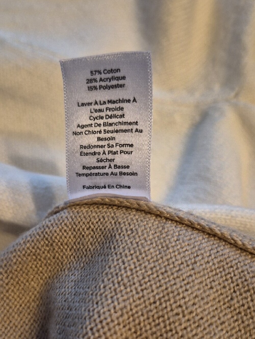 S2- Cream and Tan Open Front Long Cardigan - sz L - Picture 7 of 7